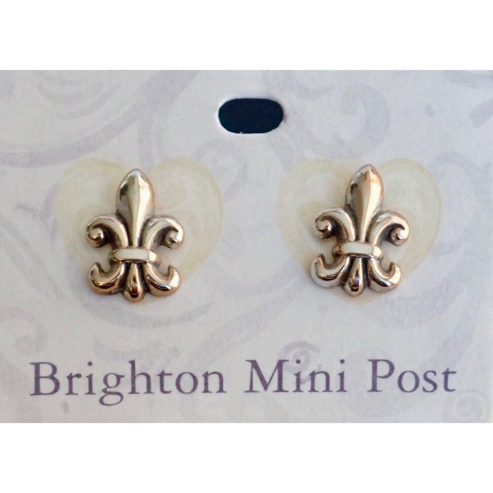 Brighton Mini Post Fleur De Lis Earrings Silver Plated Studs New with Tags 13mm